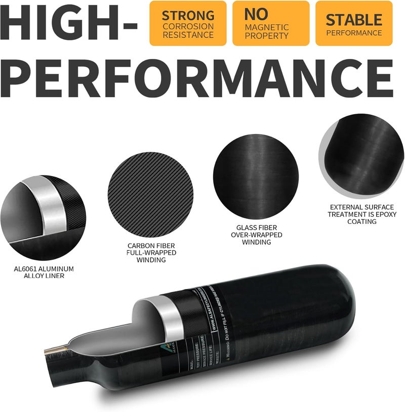 TUXING 4500Psi 13Cu in 220cc 0.22L Carbon Fiber Gas Cylinder, HPA Tank, Paintball Hunting PCP Air Rifle Gun Daystate and FX Thread M18*1.5 - Image 3
